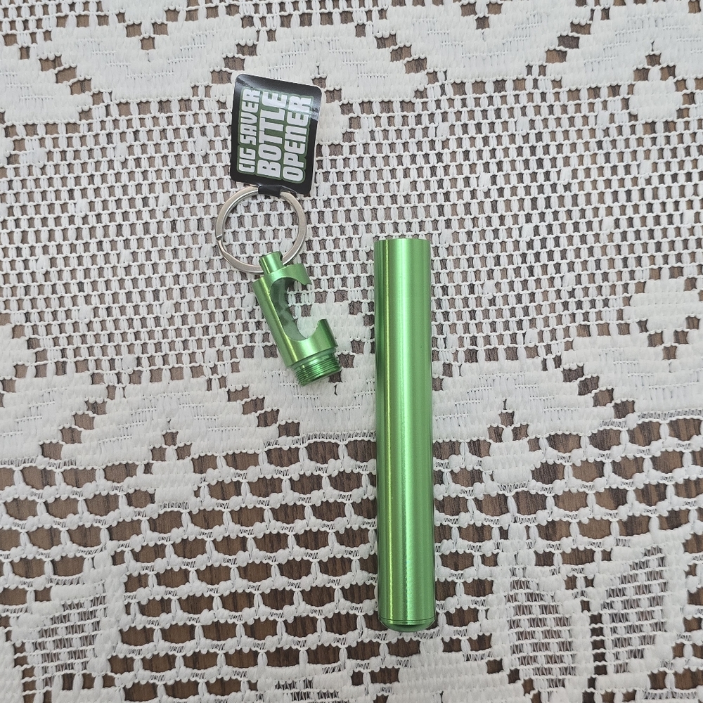 New Smokezilla Cig Storage Tube Case Keychain with Bottle Opener Metallic Green